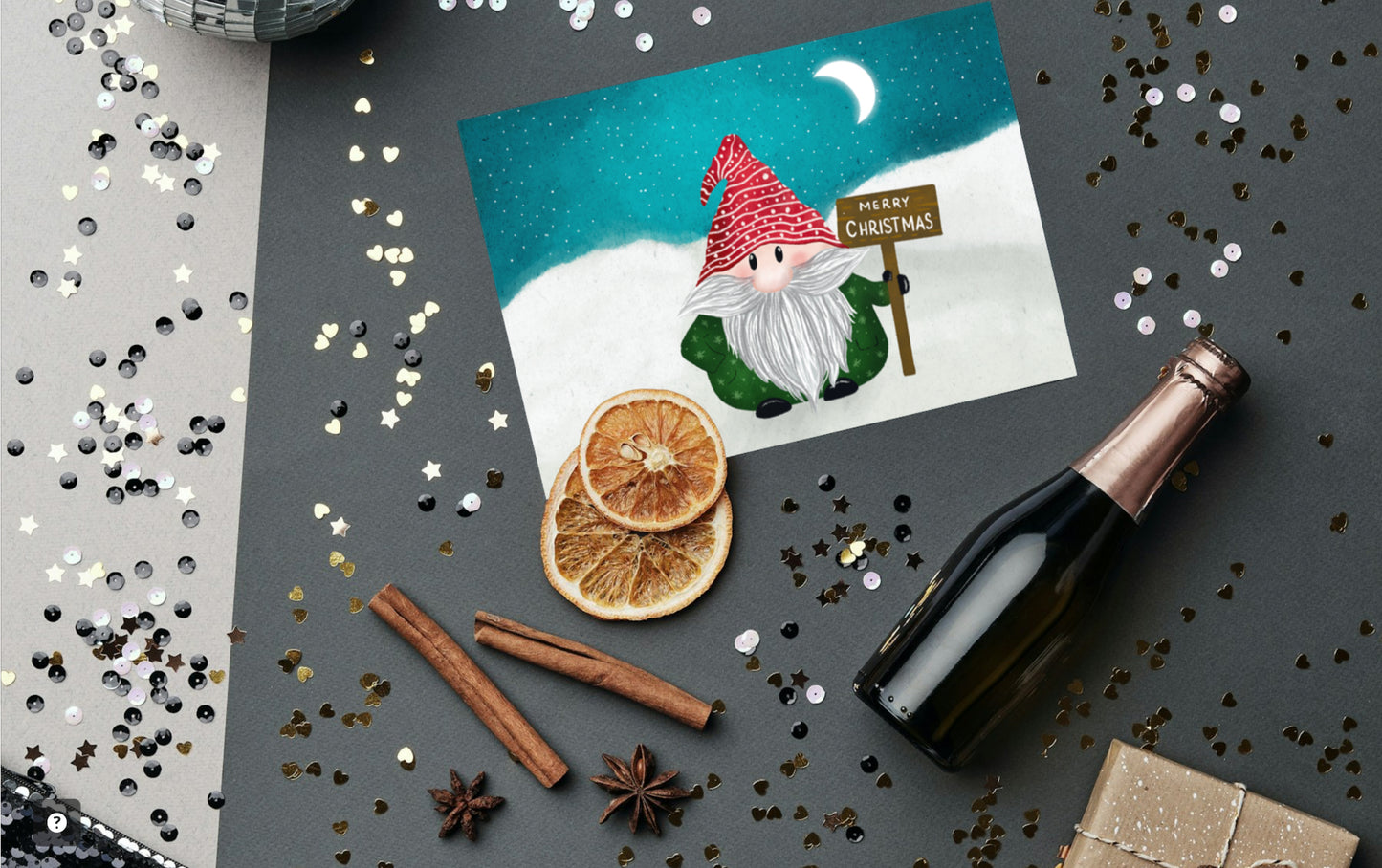Gnome-Tastic Christmas Cheer Christmas Card - Hand-Illustrated Winter Gnome, Blank Inside with Envelope