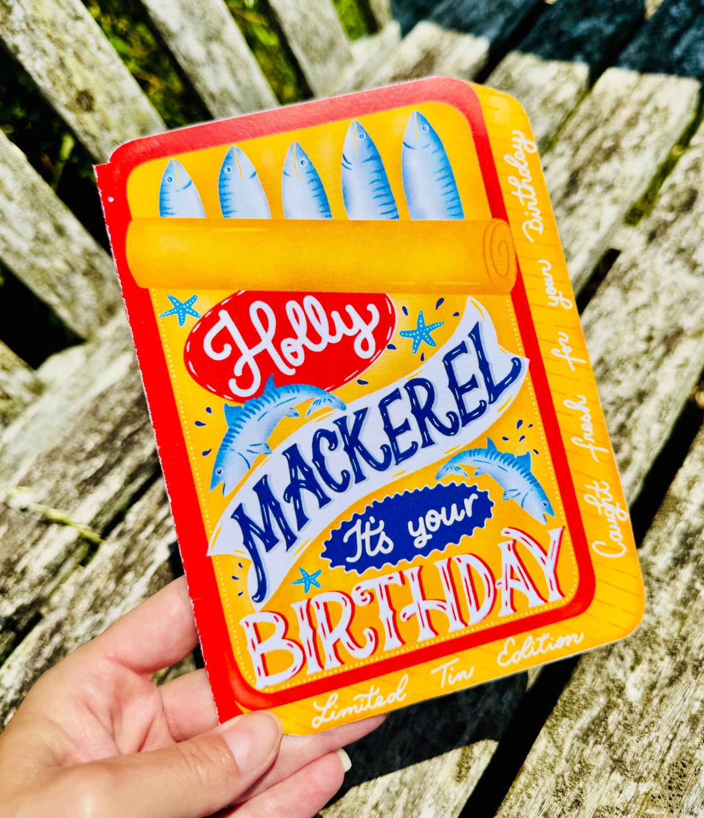 Holly Mackerel It's Your Birthday Card | Funny Fish Birthday Card | Mackerel Tin Birthday Card