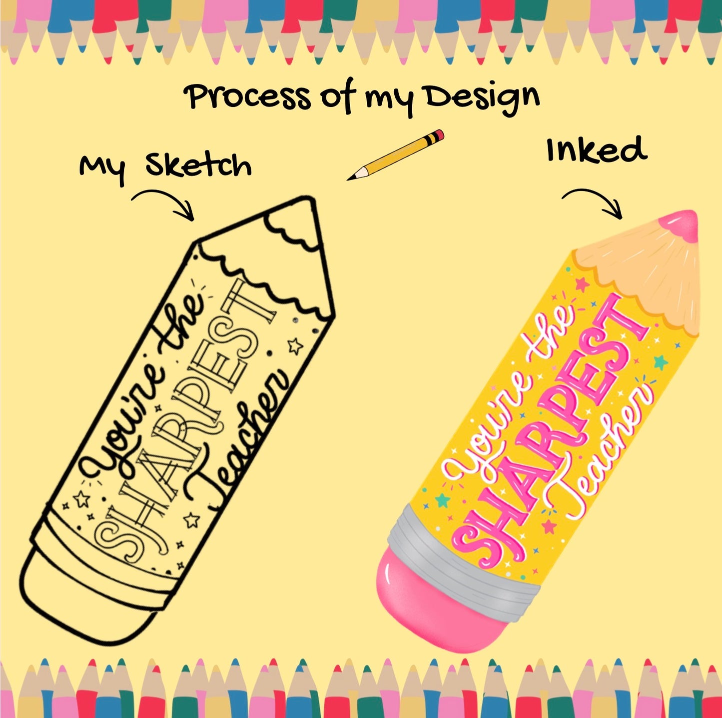 Pencil shaped Teacher Card – Shaped Handmade Card for Teachers | Be Unique by Romy