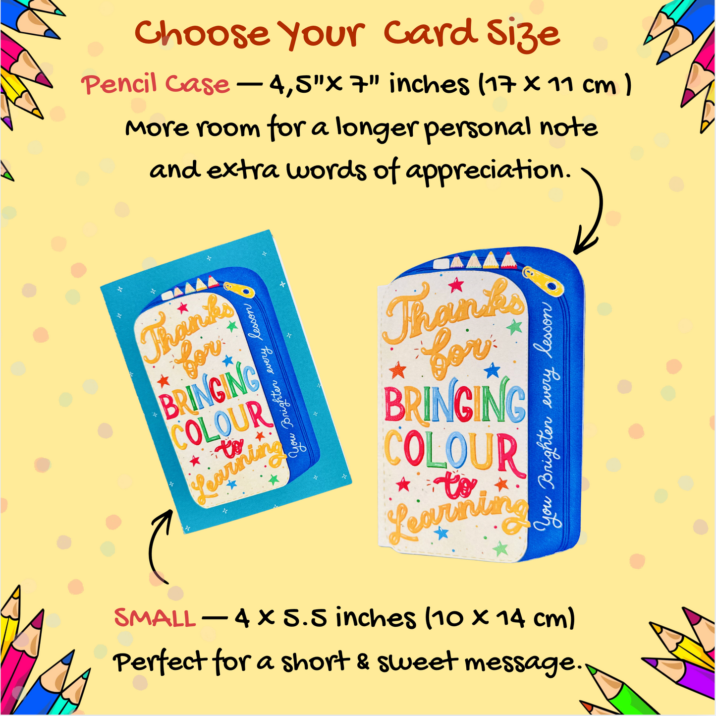 Pencil Case Shaped Card – Thanks for Bringing Colour to Learning | Unique Teacher Gift