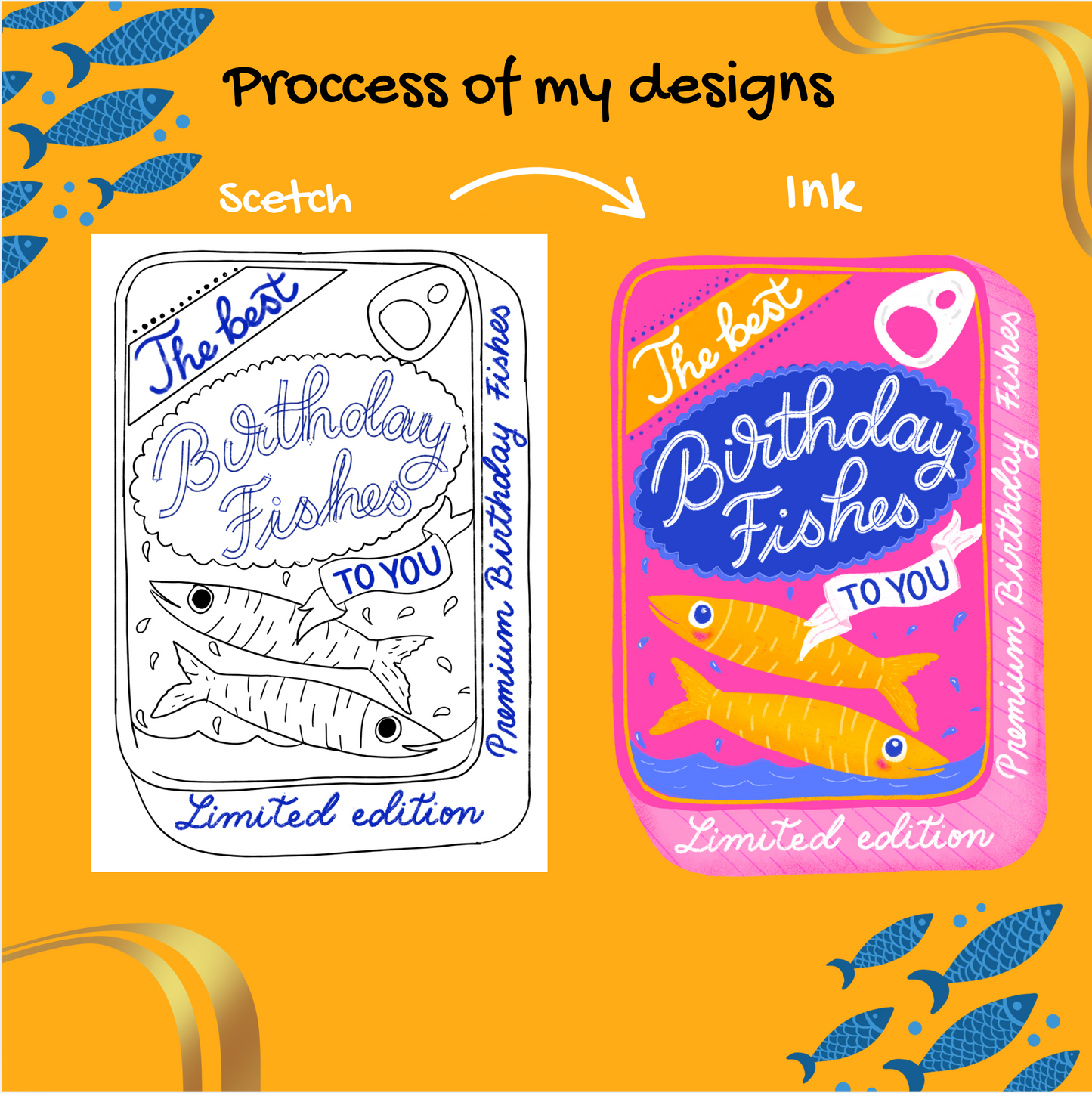 Funny Fish Pun Birthday Card – Sardine Tin Shape, Handmade