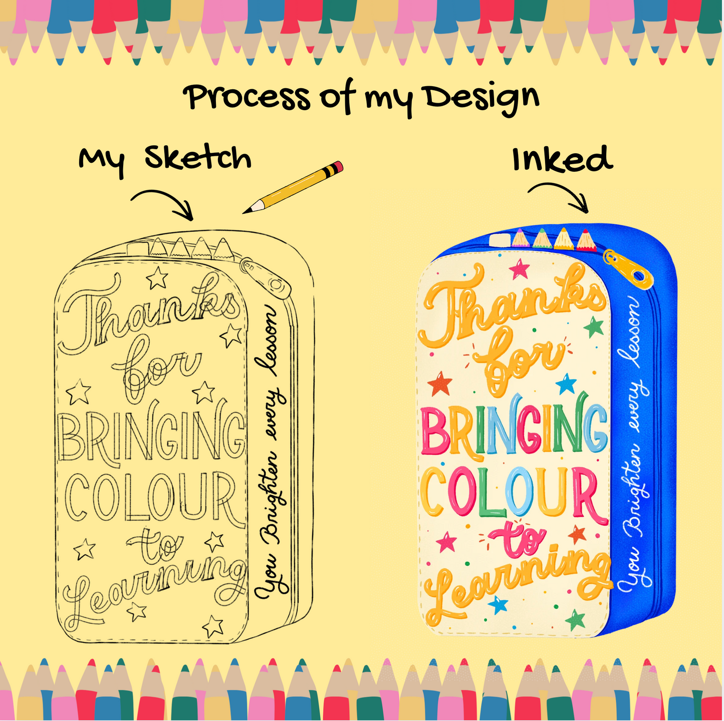 Pencil Case Shaped Card – Thanks for Bringing Colour to Learning | Unique Teacher Gift