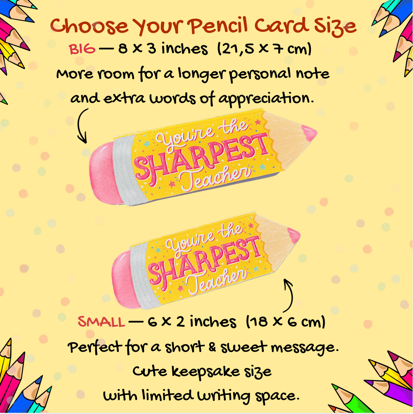 Pencil shaped Teacher Card – Shaped Handmade Card for Teachers | Be Unique by Romy
