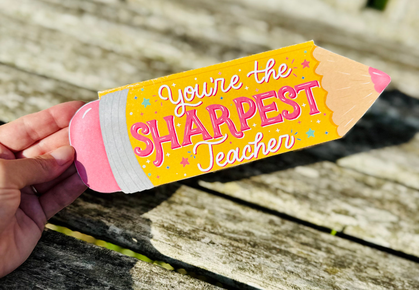 Pencil shaped Teacher Card – Shaped Handmade Card for Teachers | Be Unique by Romy