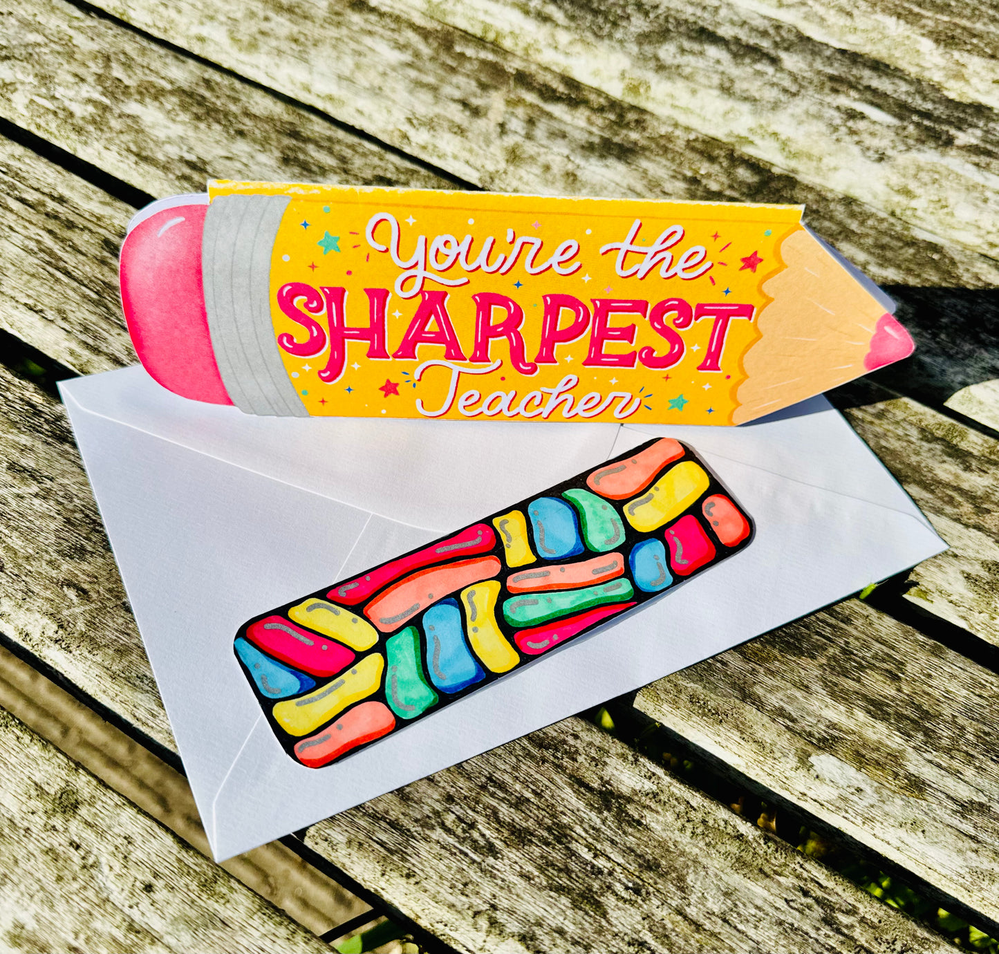 Pencil shaped Teacher Card – Shaped Handmade Card for Teachers | Be Unique by Romy
