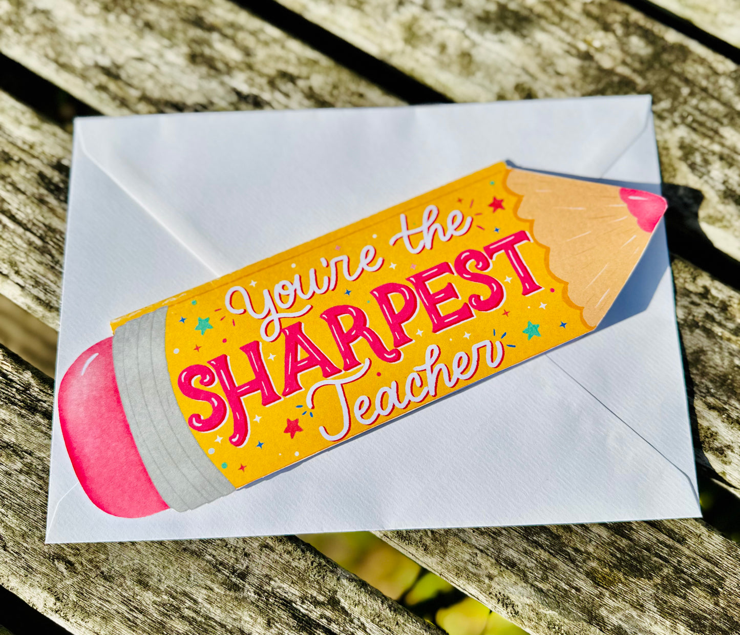 Pencil shaped Teacher Card – Shaped Handmade Card for Teachers | Be Unique by Romy