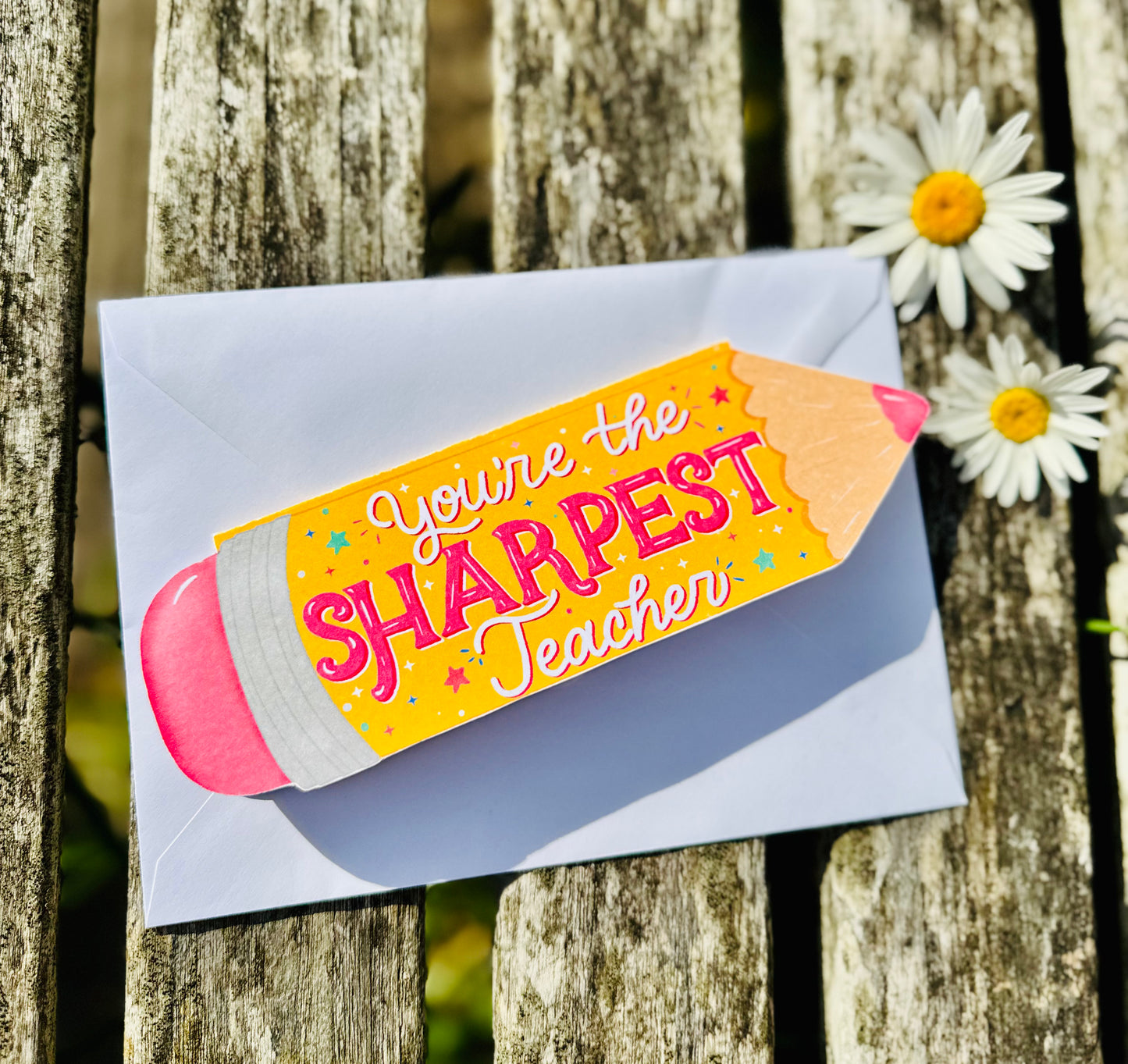 Pencil shaped Teacher Card – Shaped Handmade Card for Teachers | Be Unique by Romy