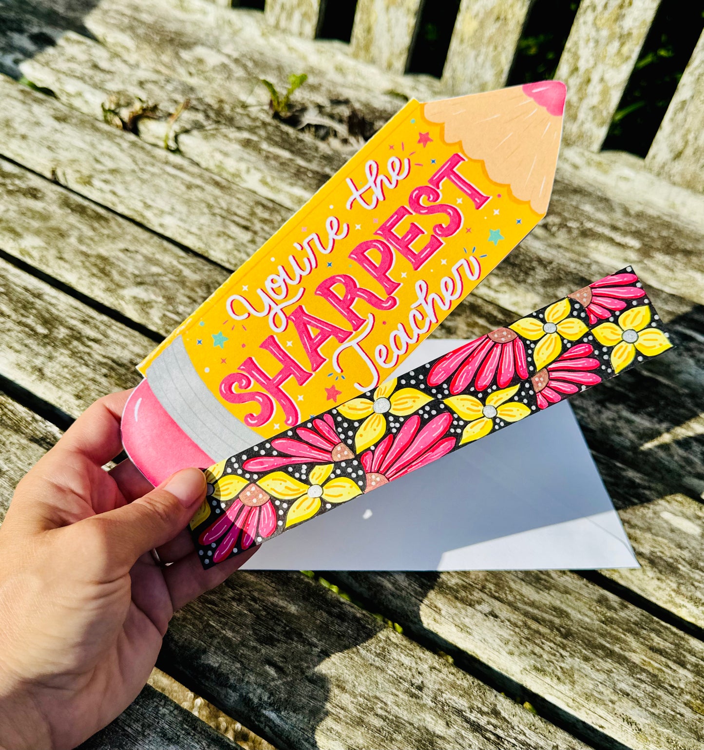 Pencil shaped Teacher Card – Shaped Handmade Card for Teachers | Be Unique by Romy
