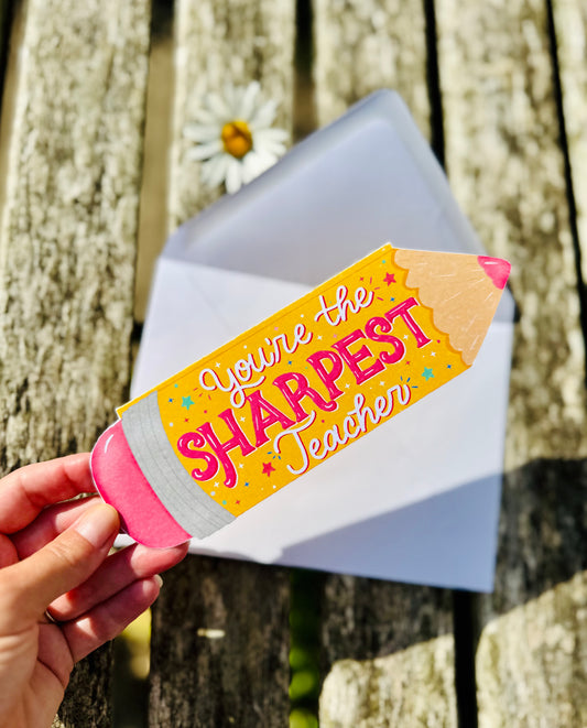 Pencil shaped Teacher Card – Shaped Handmade Card for Teachers | Be Unique by Romy