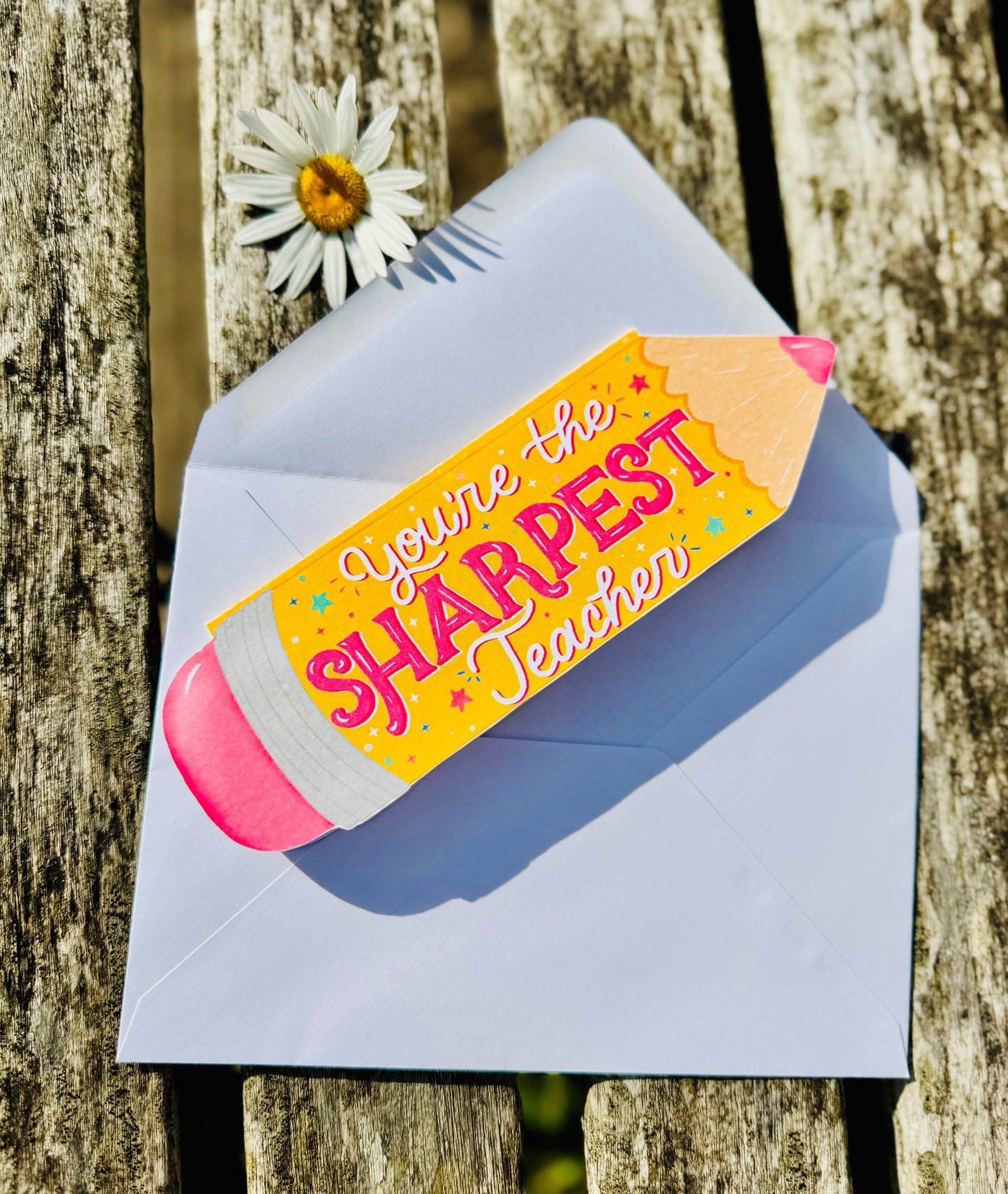 Pencil shaped Teacher Card – Shaped Handmade Card for Teachers | Be Unique by Romy