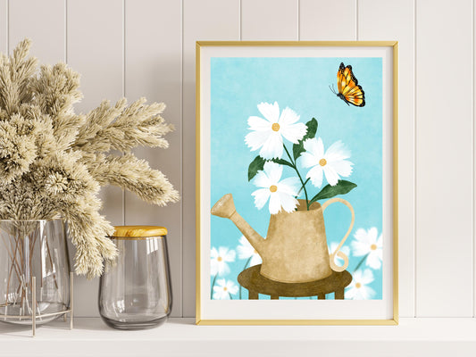 Vintage-Inspired Daisy Poster Wall Art – Botanical Flower Illustration Print for Home Décor