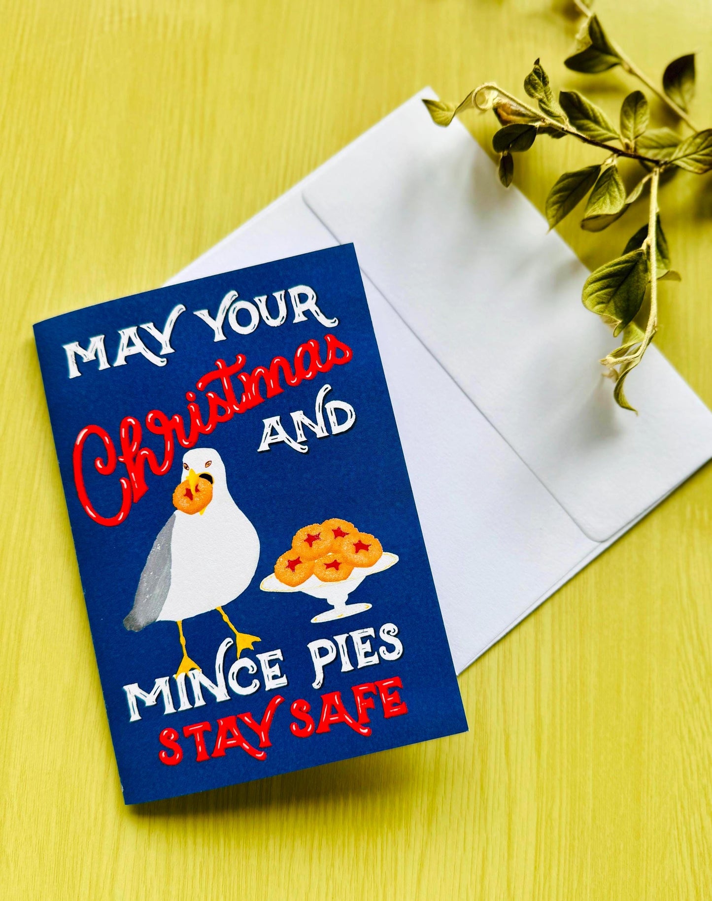 May Your Christmas and Mince Pies Stay Safe – Funny Seagull Christmas Card