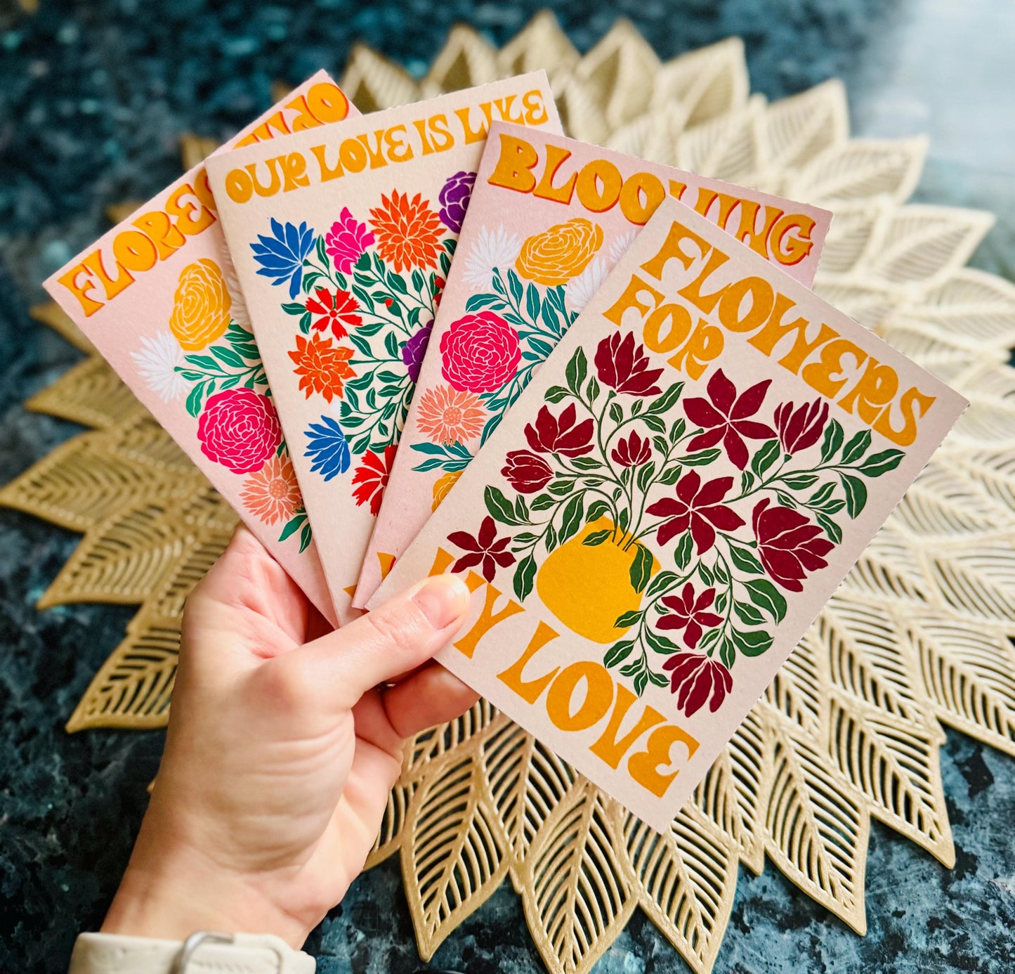 Wildflower Love Card – Handmade “I Love You” Greeting Card Botanical Illustration Colourful Floral Design
