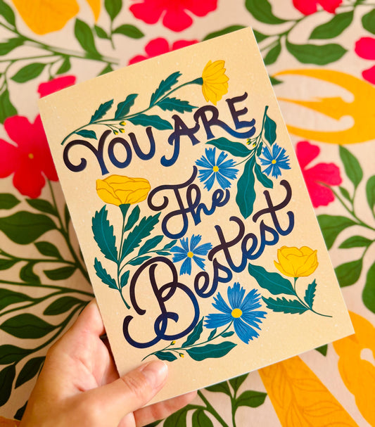 You Are The Bestest – Floral Thank You Card | Appreciation Greeting Gift for Him Her Friend Mom Dad