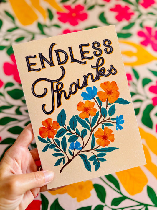 Endless Thanks Gift Card – Floral Thank You Handmade Appreciation Greeting Gift for Him, Her Mom Dad Grandma Grandpa & Friends