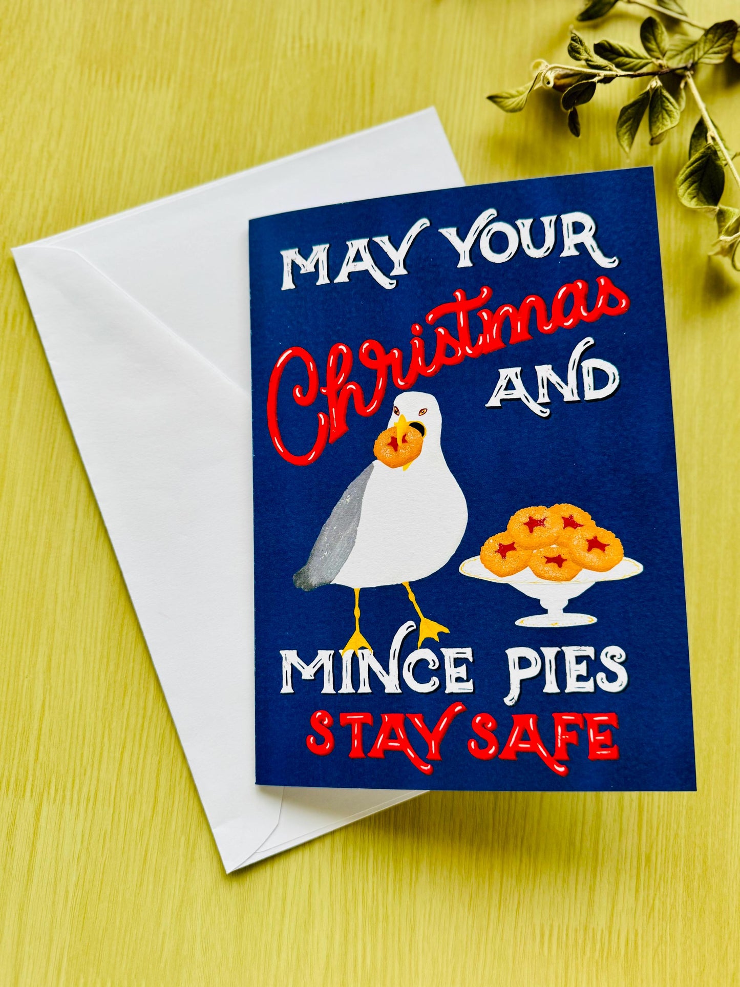 May Your Christmas and Mince Pies Stay Safe – Funny Seagull Christmas Card