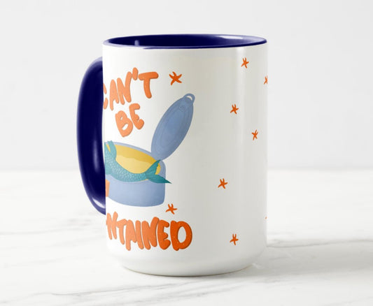 Can't Be Contained Sardine Mug – Quirky Animal Lover Gift for Housewarming or New Job