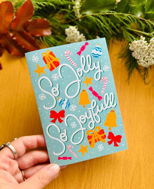 So Jolly, So Joyful Christmas Card – Festive Holiday Greeting, Hand-Lettered & Illustrated