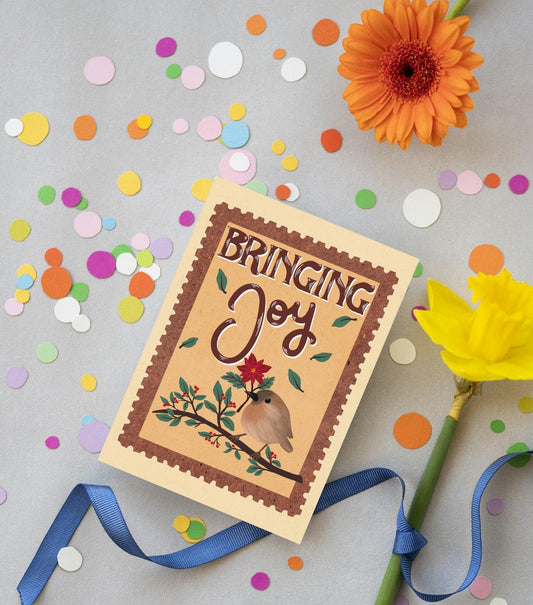 Bringing Joy Nature Card – Handmade Robin Card | Blank Greeting Card for Thinking of You