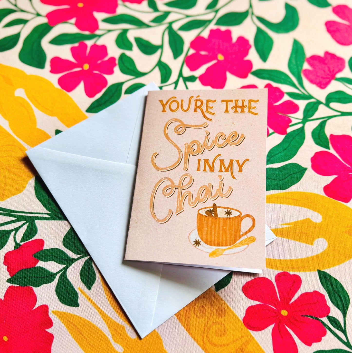 Spice to My Chai Card – Funny Coffee Greeting Card | Chai Card Gift for Birthday & Love Notes