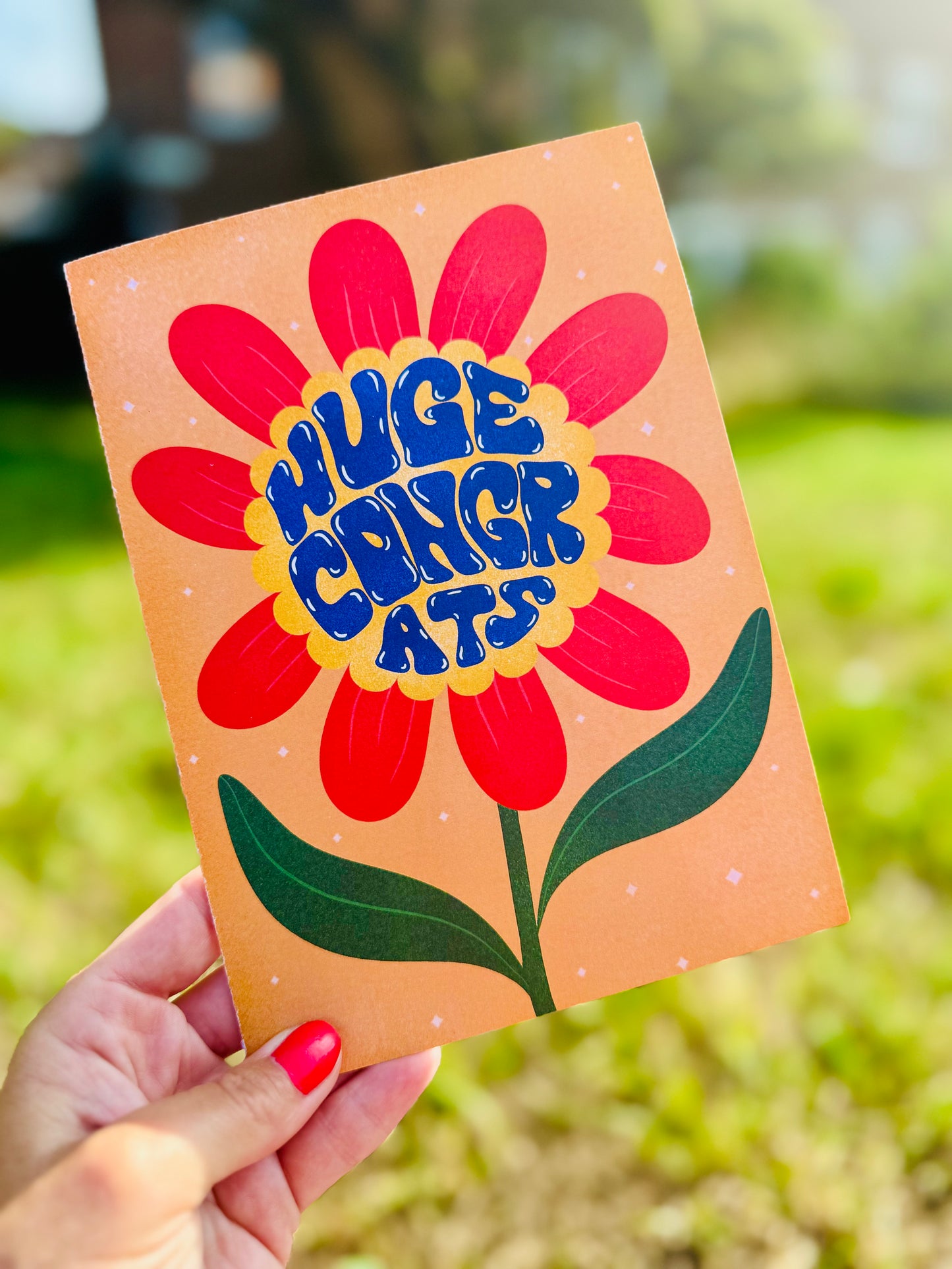 Huge Congrats Retro Flower Card