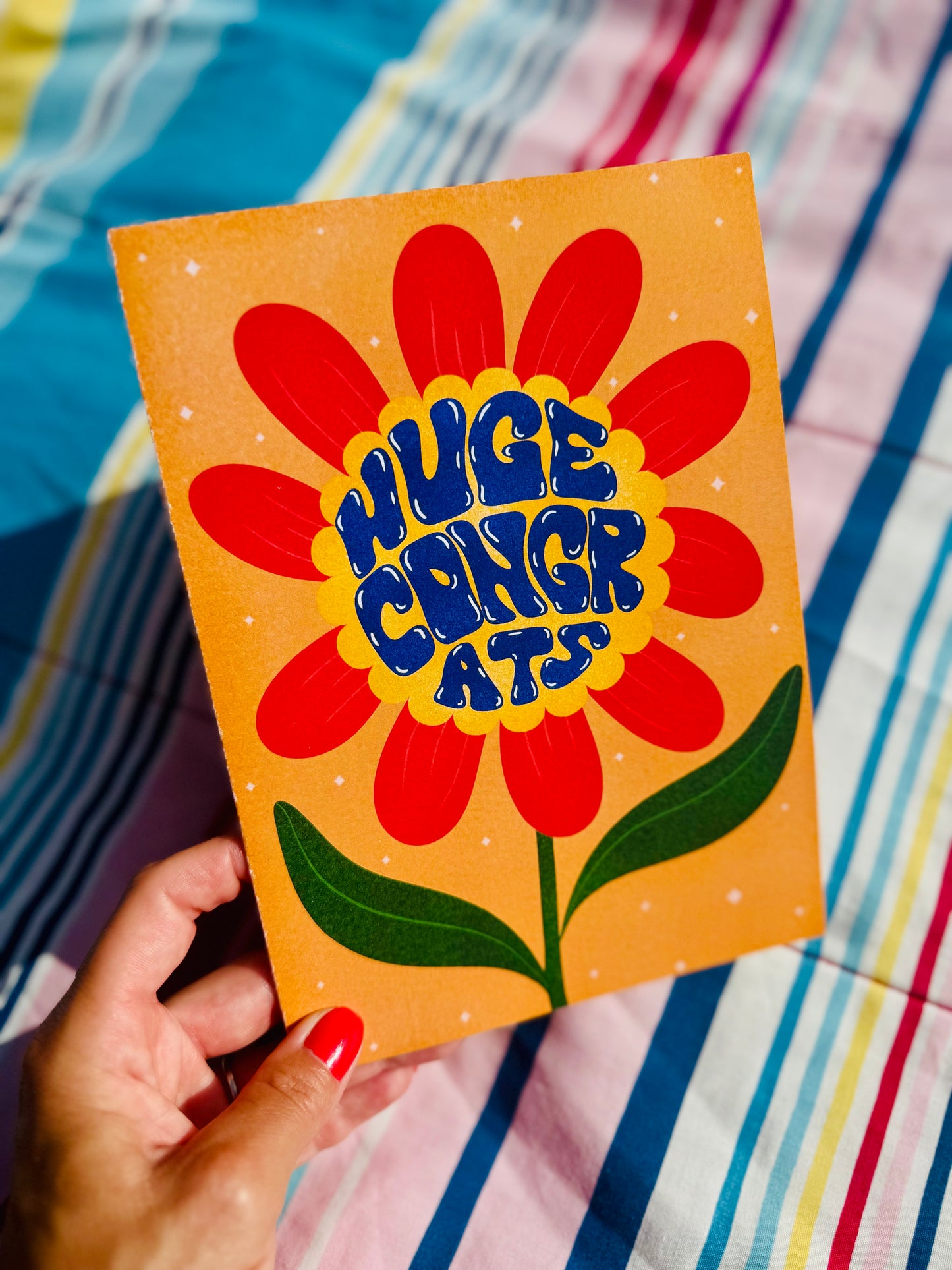 Huge Congrats Retro Flower Card