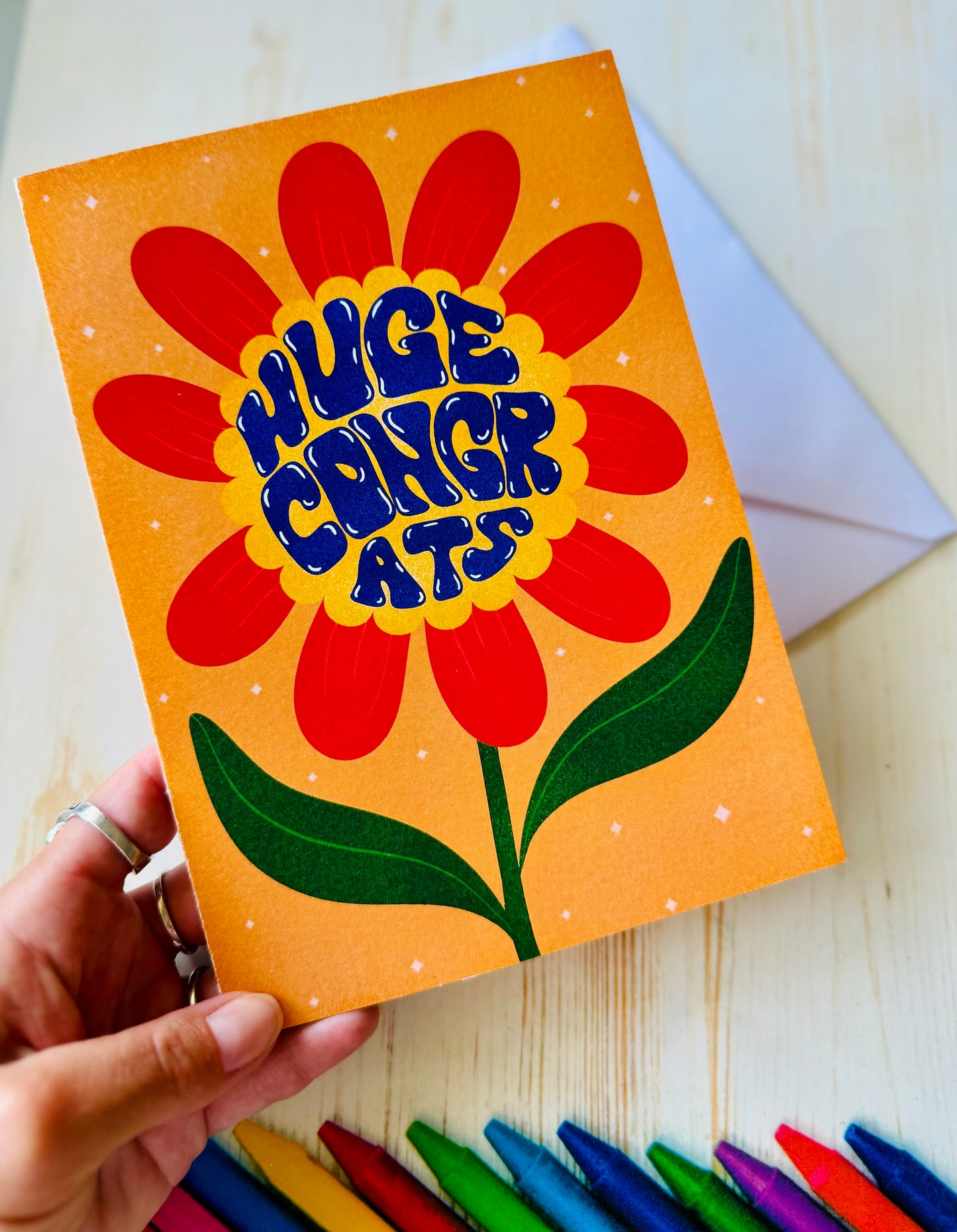 Huge Congrats Retro Flower Card