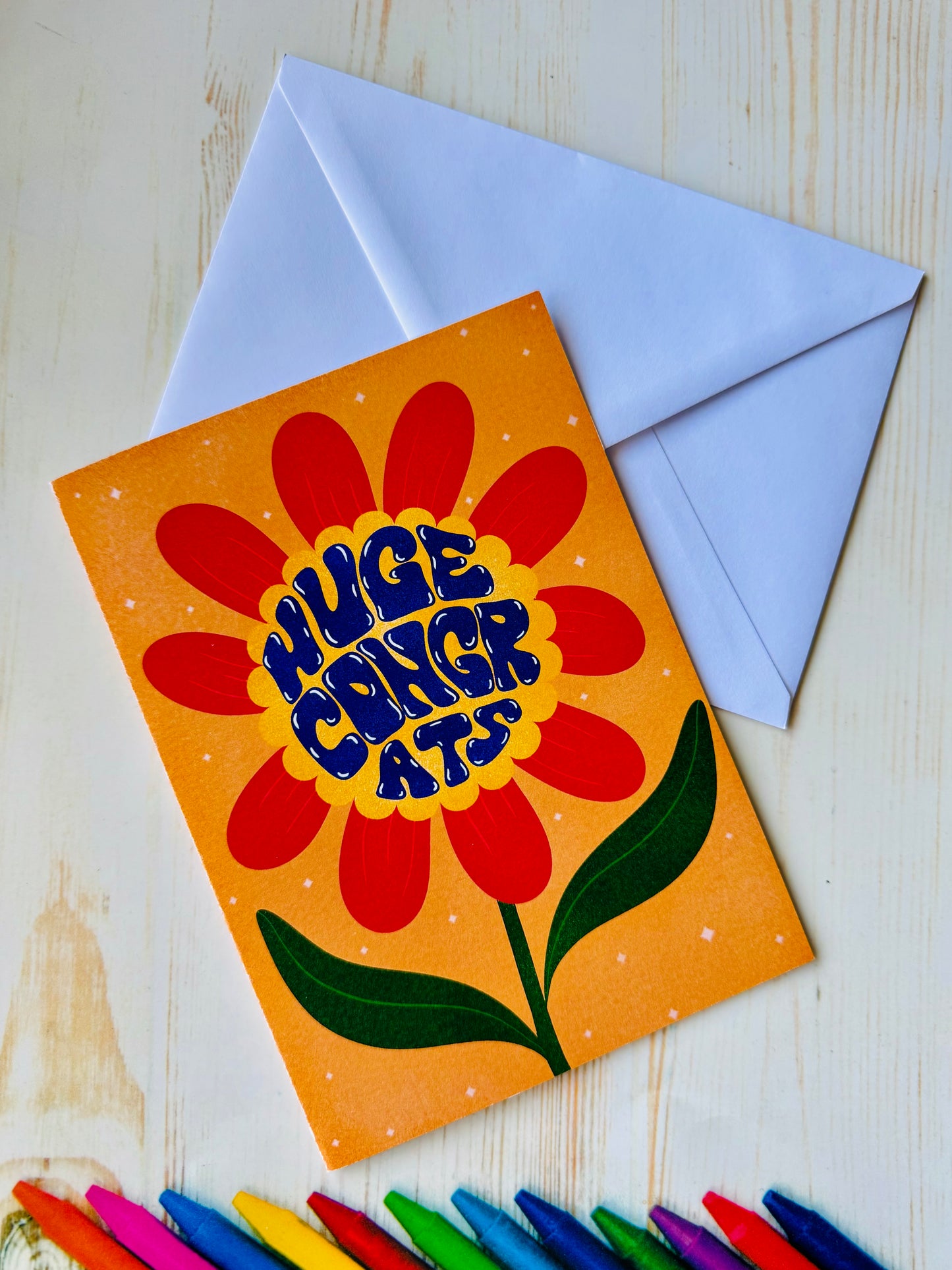Huge Congrats Retro Flower Card