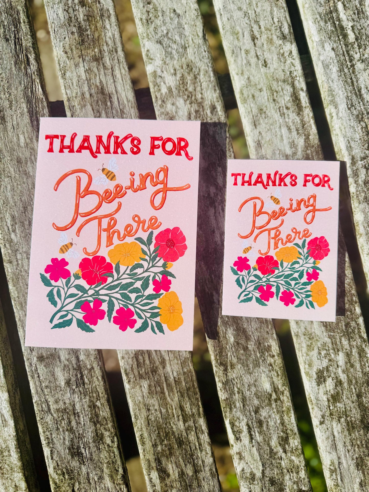Thanks for Beeing There Card – Cute Retro Bee Illustration, Blank Inside with Envelope