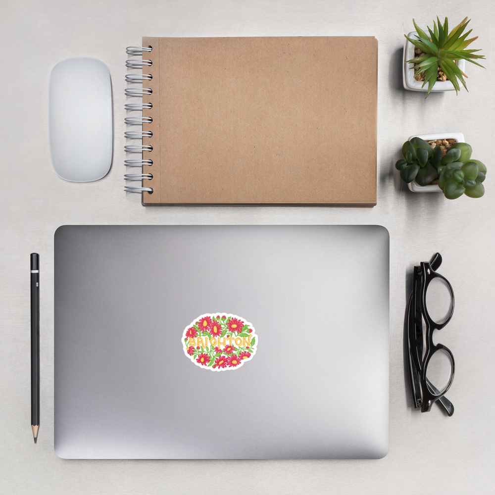 Brighton Sticker, Floral Brighton UK Sticker, Cute Travel Sticker, Aesthetic Laptop Sticker, Waterproof Vinyl Sticker, Gift for Her UK