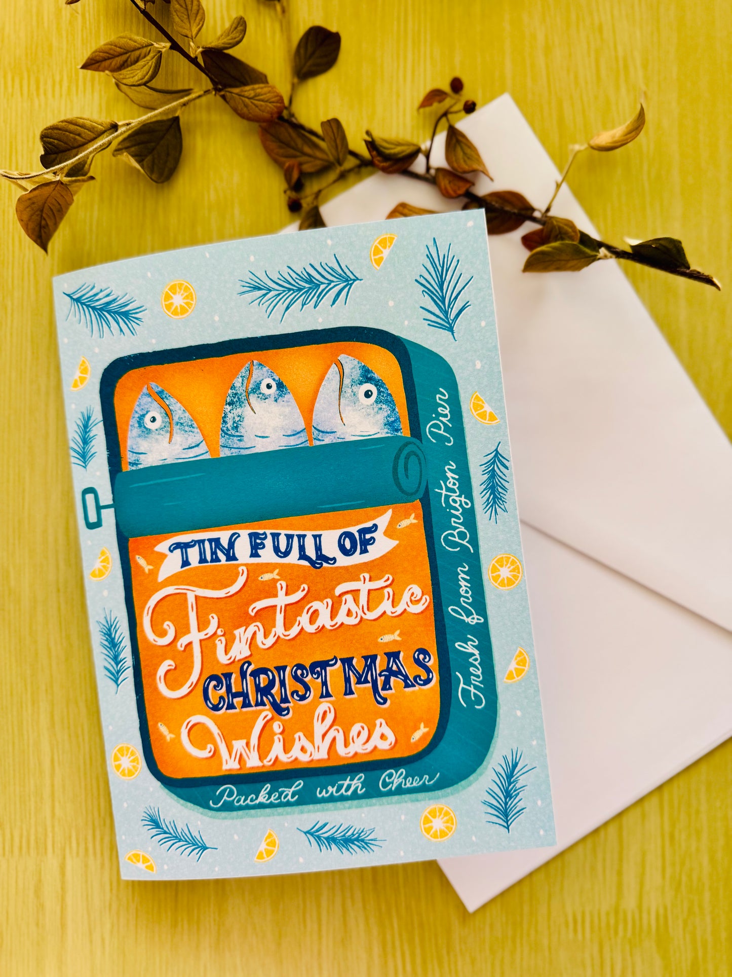 Sardine Tin Christmas Card • Hand-Cut, Unique Shape